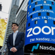 Zoom founder Eric Yuan poses in front of the Nasdaq building
